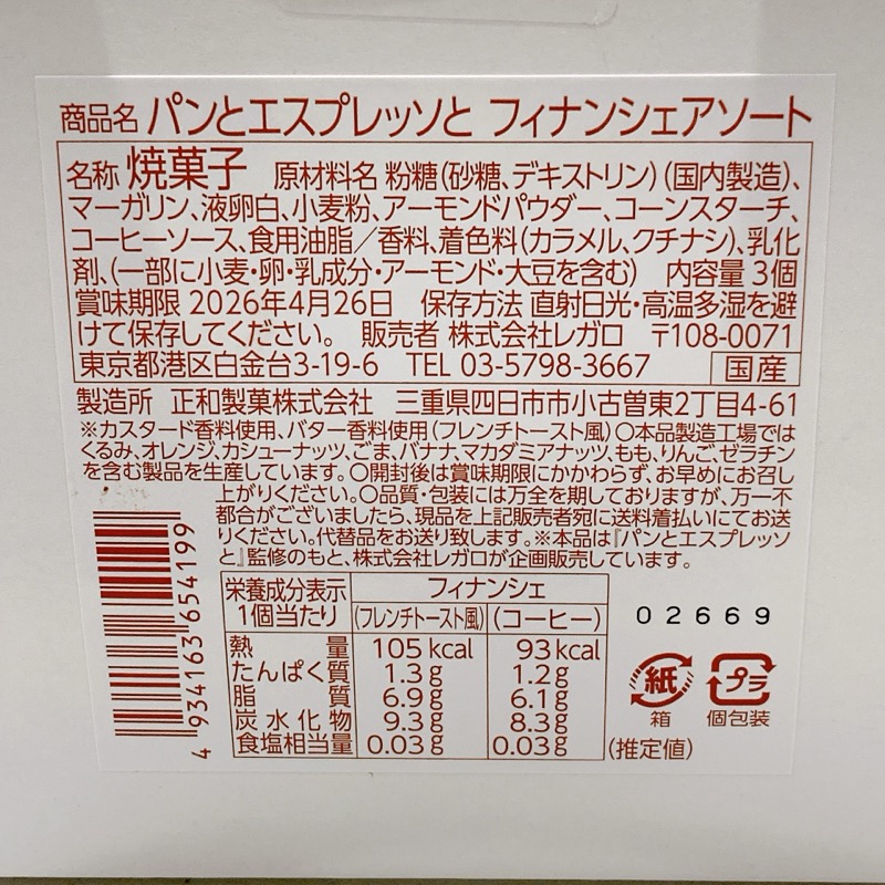 パンとエスプレッソとフィナンシェアソート